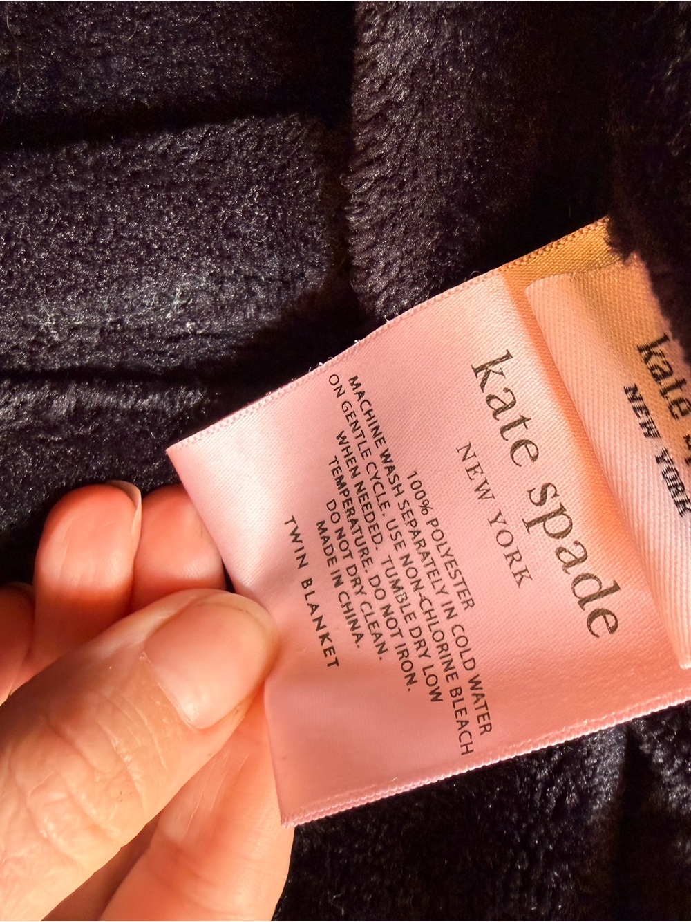 kate spade Black Plush Twin Blanket